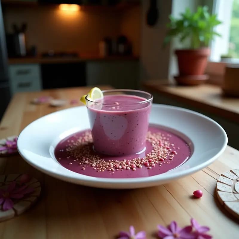 Bebida de Açaí y Leche de Coco con Toque de Pimienta Rosa: Smoothie Antioxidante y Exótico