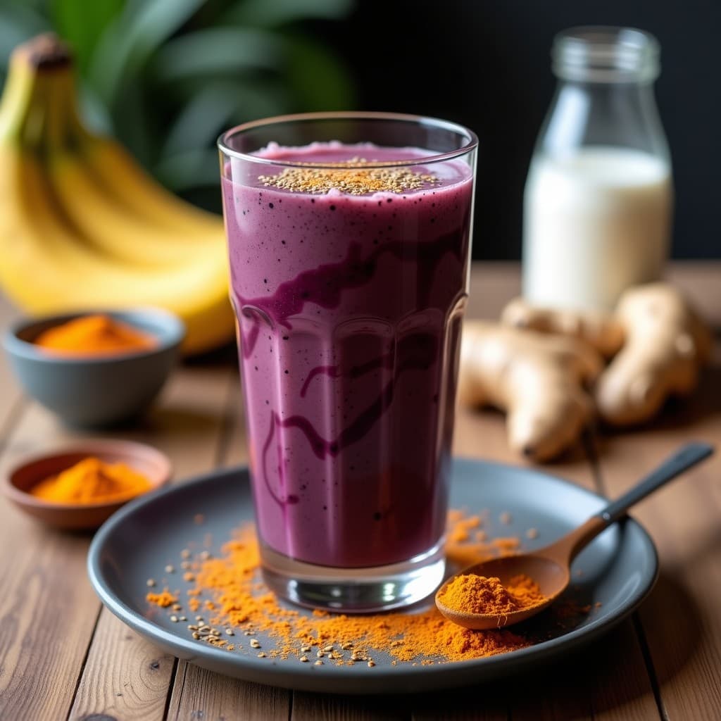 Bebida de Açaí y Leche de Cúrcuma: Batido Antinflamatorio con Superalimentos