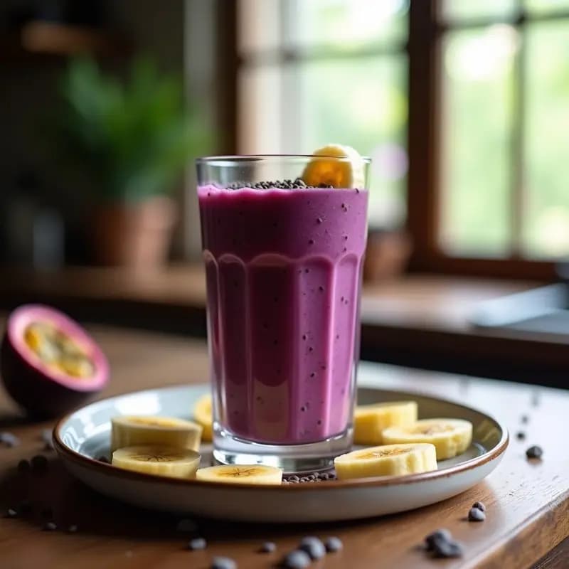 Bebida de Açaí y Maracuyá con Chía: Smoothie Brasileño Antioxidante y Energético