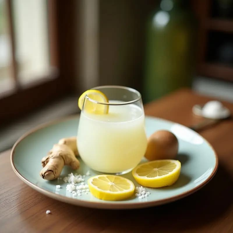 Bebida de Agua de Coco y Limón con Jengibre y Pizca de Sal: Electrolitos Naturales Post-Entreno