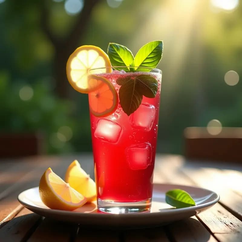 Bebida de Agua de Jamaica y Albahaca con Gasburst de Limón: Refreshante Vegano Sin Azúcar