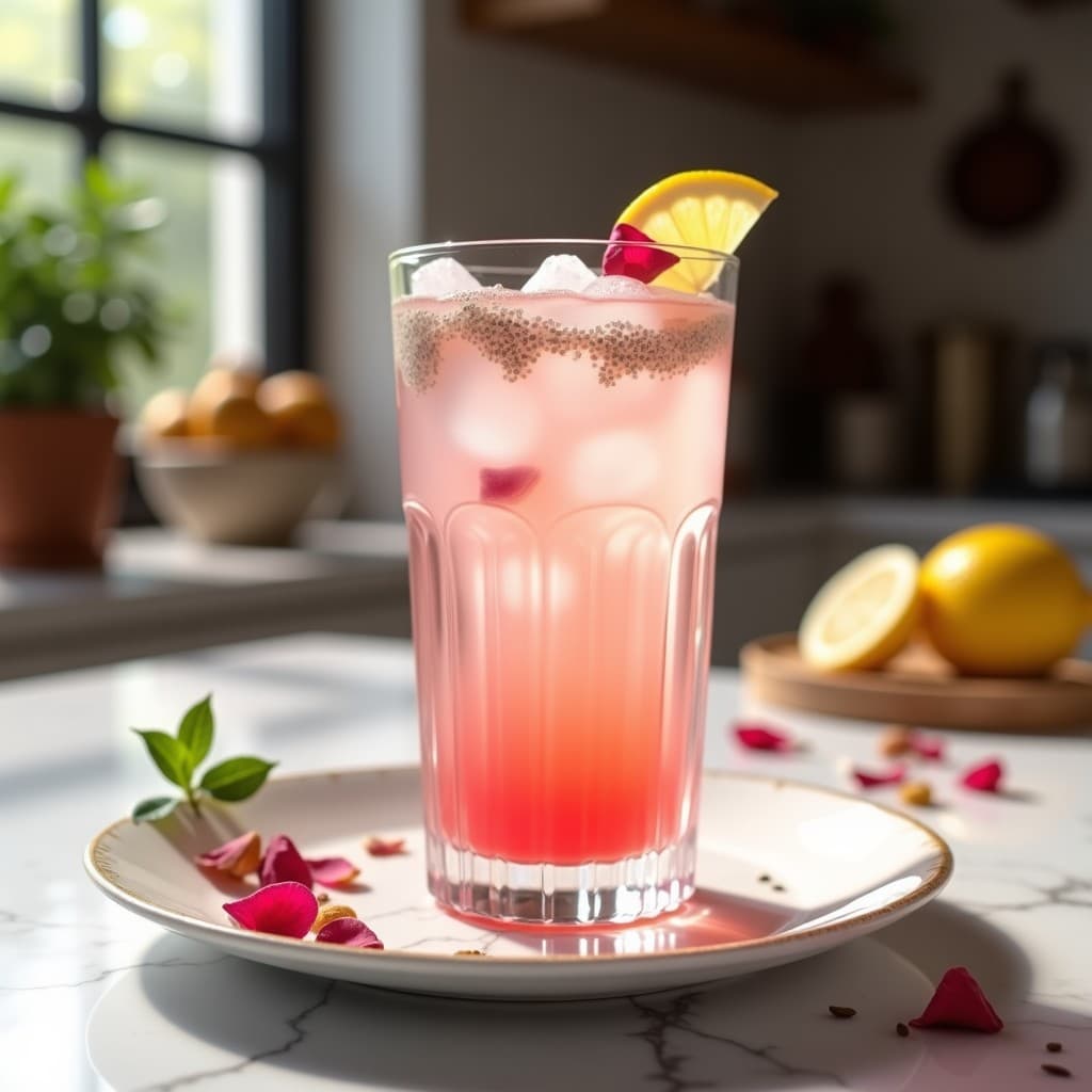 Bebida de agua de rosas y limón con semillas de chía: Refresco persa detox y digestivo