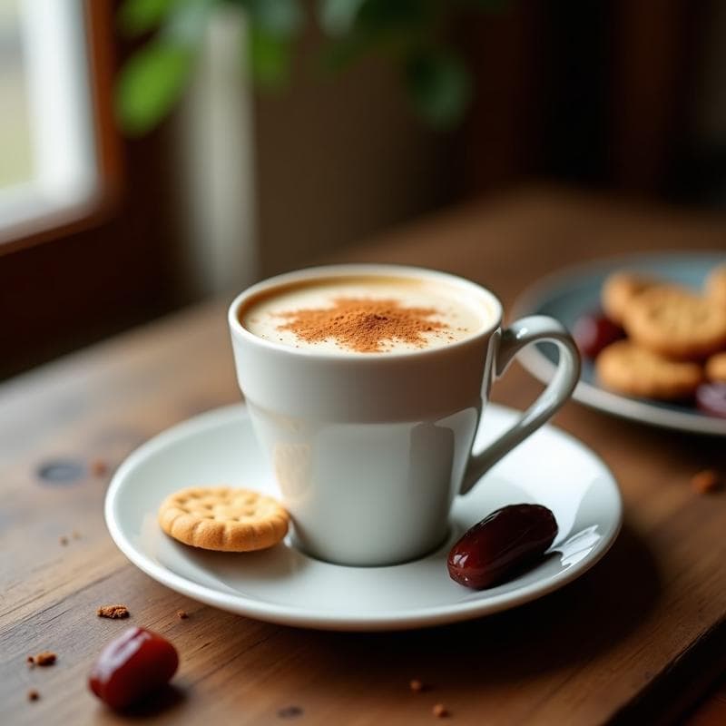 Bebida de Alfajor y Dátil con Especias: Latte Argentino Vegano y Sin Cafeína