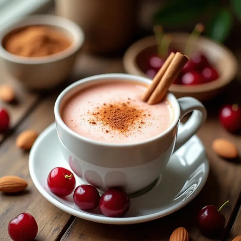 Bebida de Almendras y Cereza Ácida con Esencia de Vainilla: Latte Vegano Antioxidante
