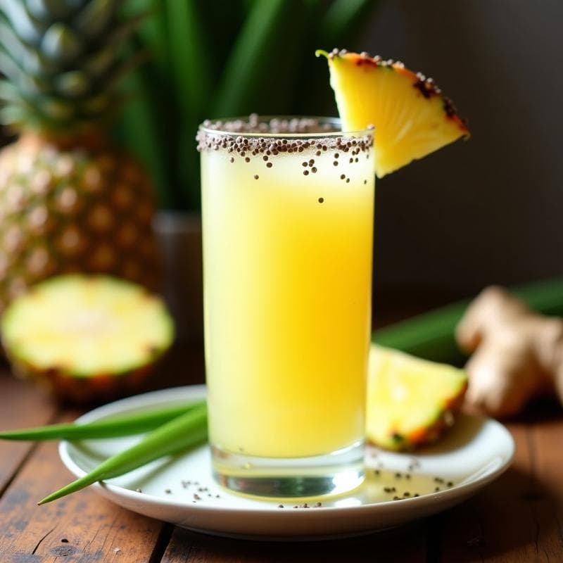 Bebida de Aloe Vera y Piña con Jengibre: Refresco Desintoxicante Sin Azúcar en 5 Minutos