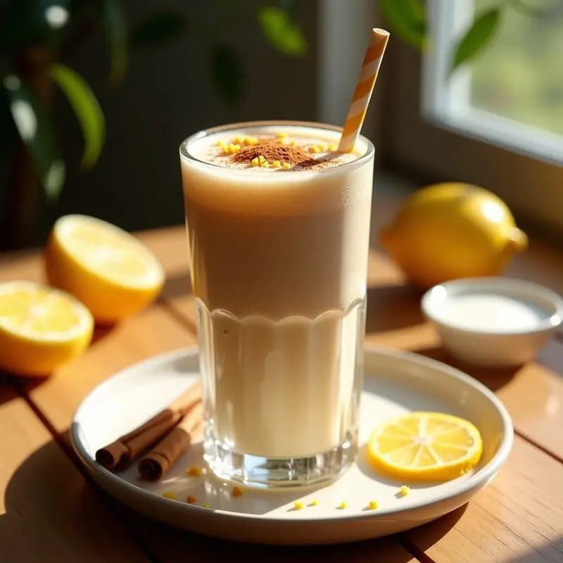 Bebida de Avena y Canela con Burbujas de Limón: Latte Vegano Refrescante en Verano