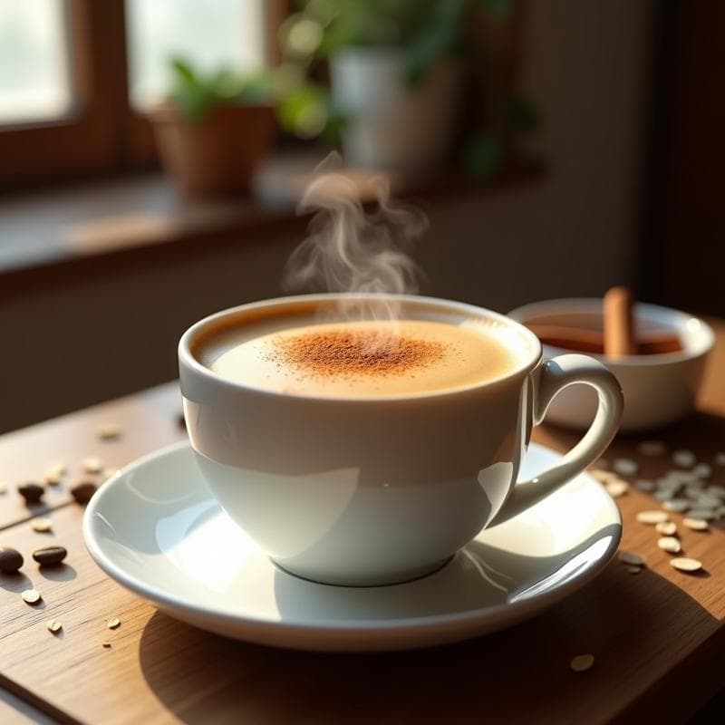 Bebida de Avena y Canela con Café: Latte Vegano Sin Lactosa y Energético