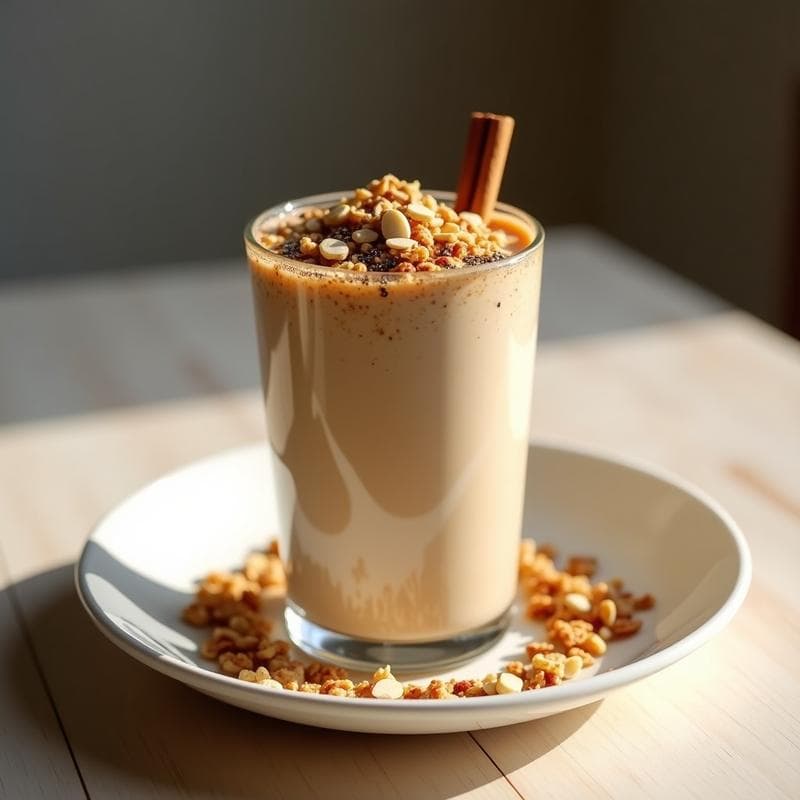 Bebida de Avena y Canela con Topping de Granola: Desayuno Vegano y Energizante