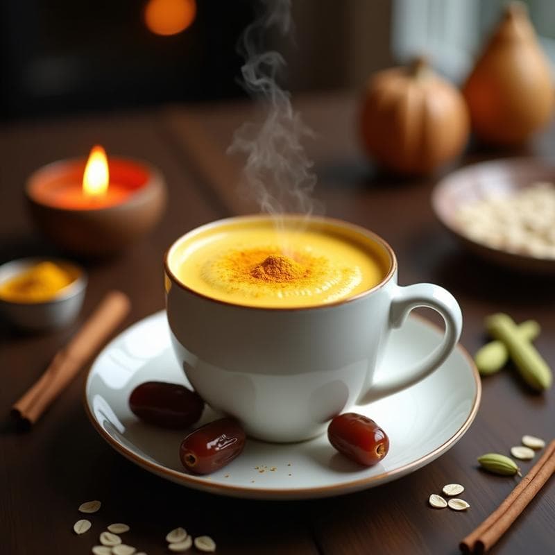 Bebida de Avena y Cardamomo con Dátiles: Latte de Oro Vegano para el Invierno
