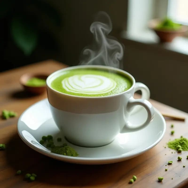 Bebida de Avena y Cardamomo con Espuma de Matcha: Latte Energizante Sin Cafeína