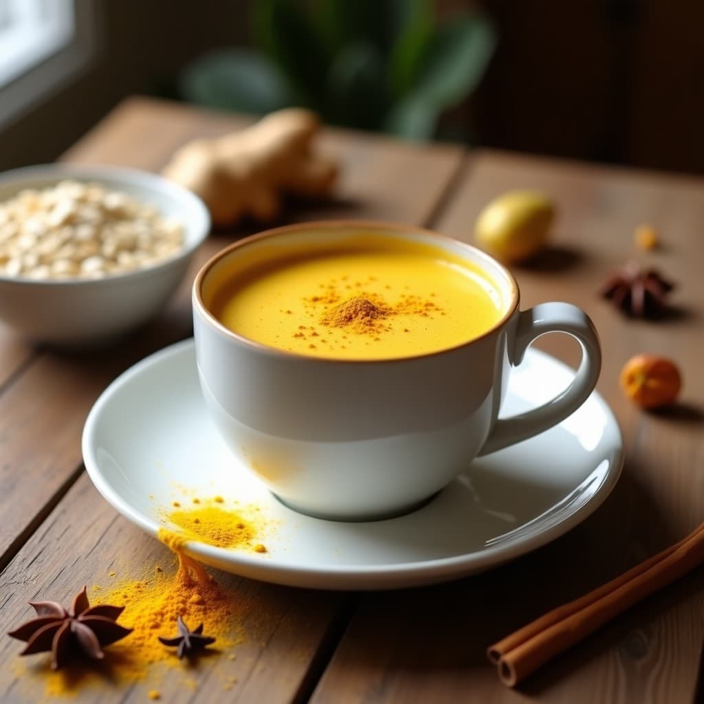 Bebida de Avena y Cúrcuma con Jengibre: Latte Dorado Vegano para el Sistema Inmune