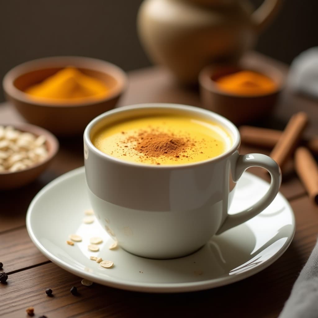 Bebida de Avena y Cúrcuma con Pimienta Negra: Latte Dorado Antinflamatorio Sin Cafeína