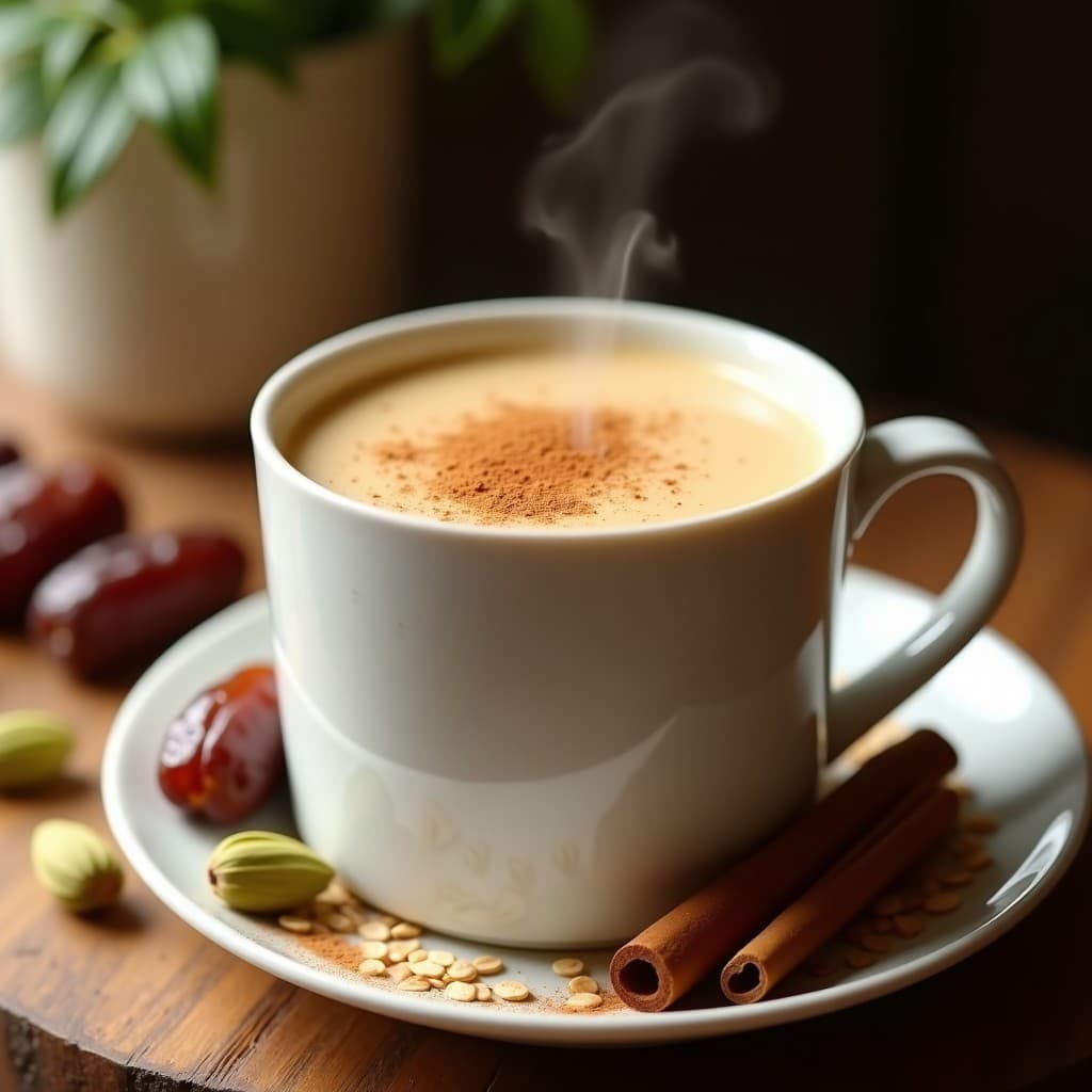 Bebida de Avena y Dátiles con Especias de Cardamomo: Golden Milk Sin Cafeína