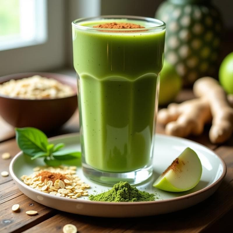 Bebida de Avena y Espirulina con Canela: Smoothie Verde Energético en 5 Minutos