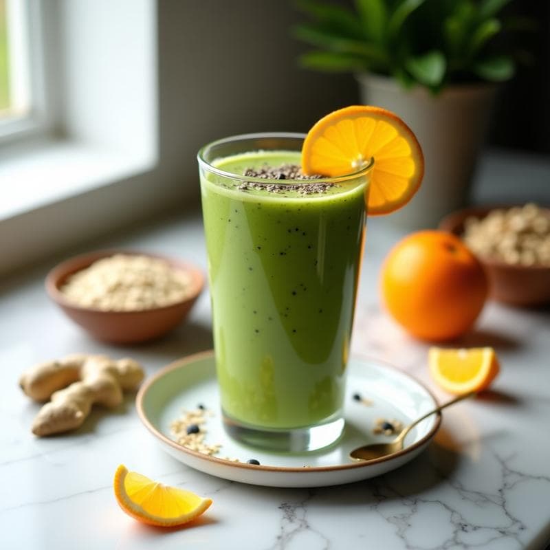 Bebida de Avena y Espirulina con Zumo de Naranja: Batido Detox para el Sistema Inmune