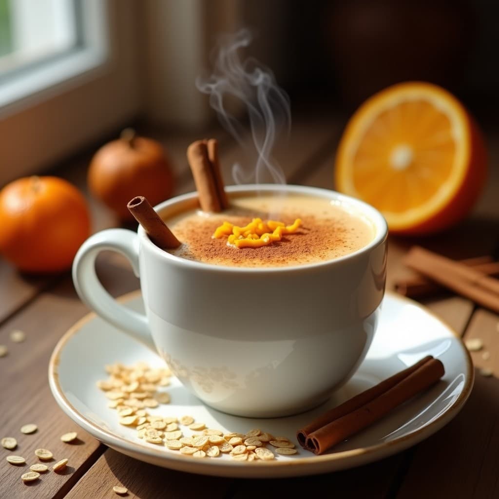 Bebida de Avena Tostada con Canela y Esencia de Naranja: Golden Milk Vegano para el Invierno
