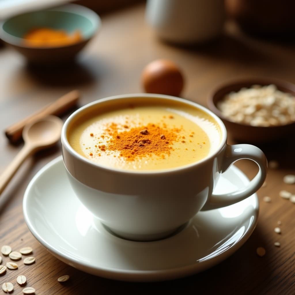 Bebida de Avena Tostada y Cúrcuma con Pimienta de Cayena: Latte Vegano Energizante