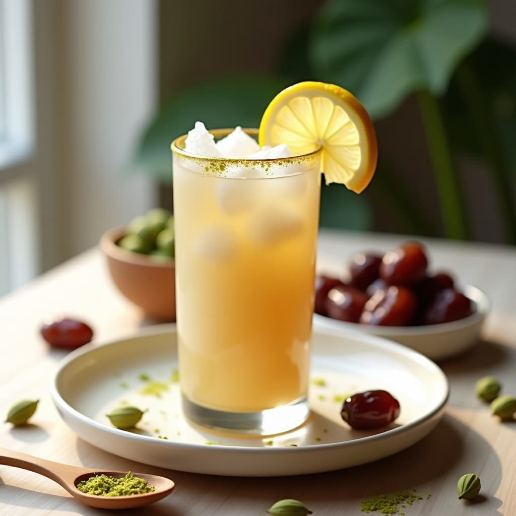 Bebida Fría de Avenina y Cardamomo con Sirop de Dátiles: Latte Vegano Antiestrés