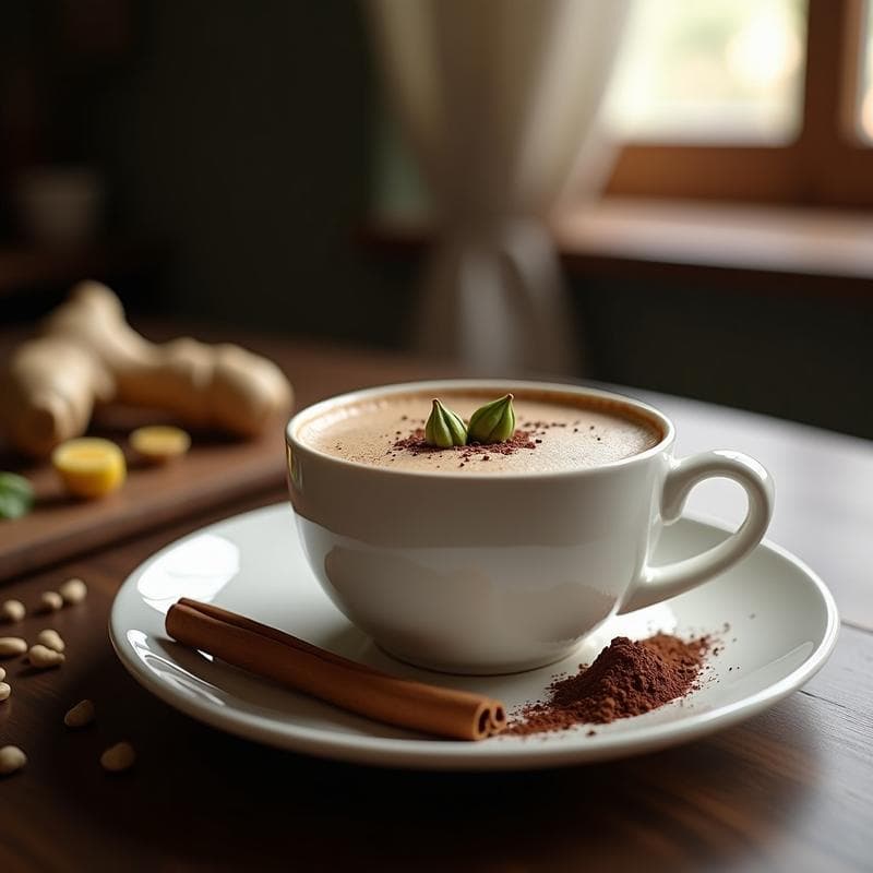 Bebida de Cacao y Cardamomo: Receta Ayurvédica Caliente Sin Cafeína para Relajación