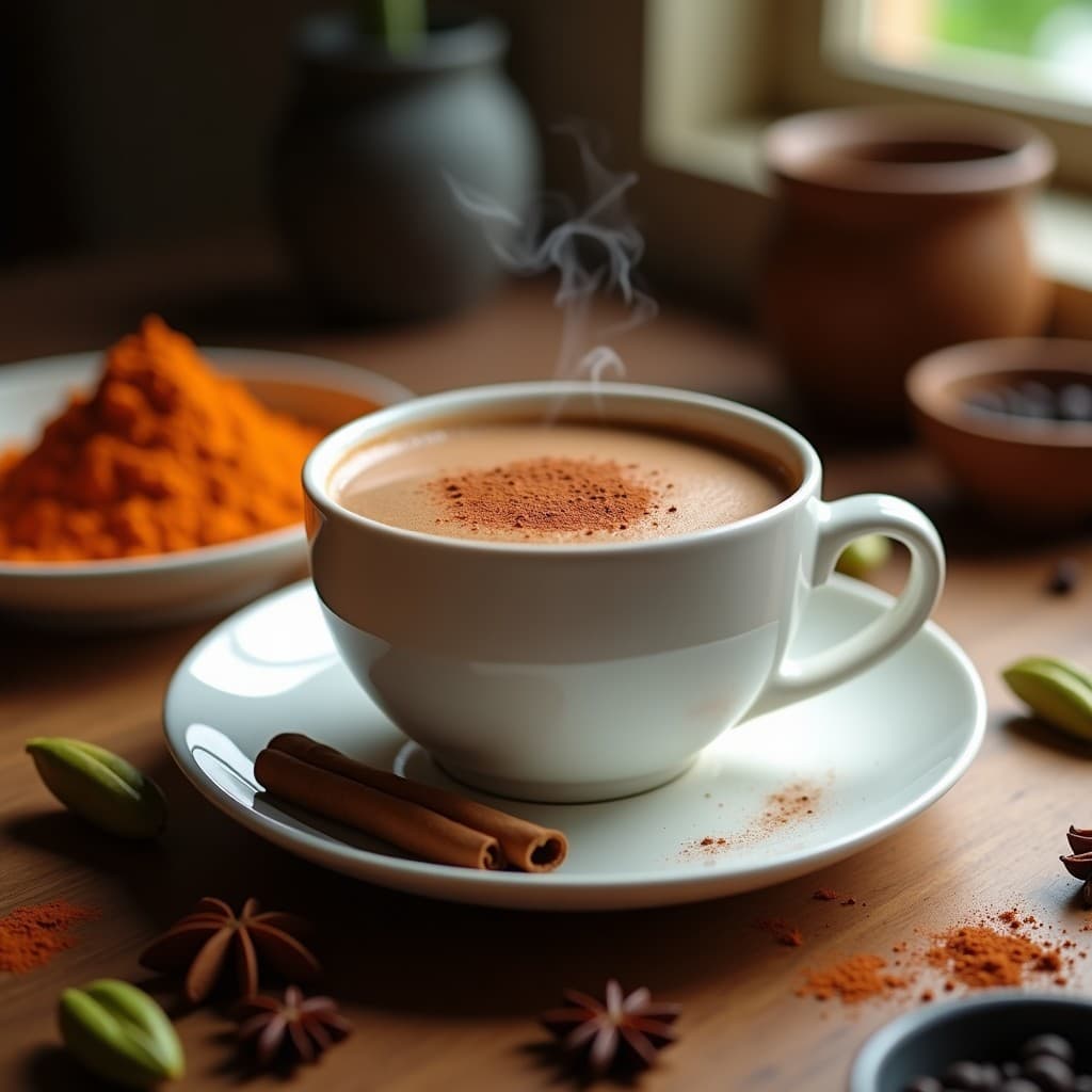 Bebida Caliente de Cacao y Chai con Especias Ayurvédicas: Latte Vegano Antiinflamatorio