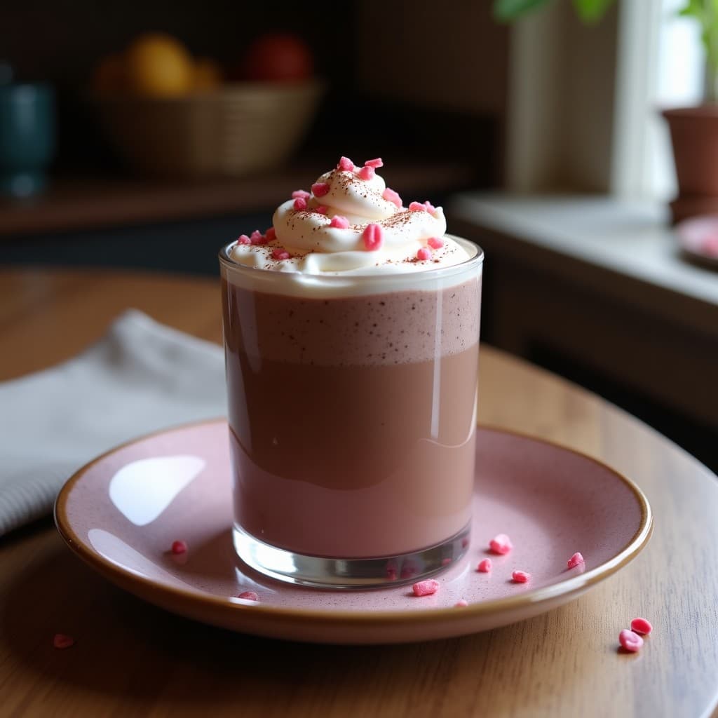 Bebida de Cacao Crudo y Pimienta Rosa con Espuma de Coco: Licuado Energizante