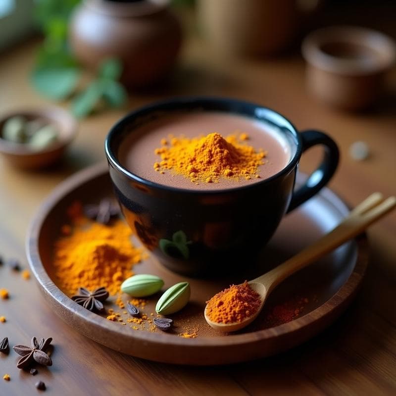 Bebida de Cacao Puro con Especias Ayurvédicas: Receta India Caliente y Relajante