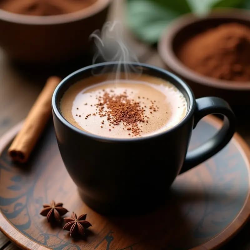 Bebida de Cacao Puro y Especias con Leche de AAV: Latte Mexicano Antiinflamatorio