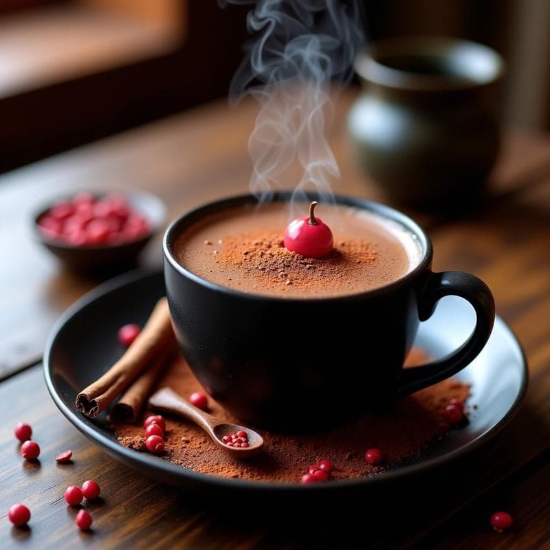 Bebida de Cacao y Pimienta Rosa: Receta Peruana Caliente con Toque Especiado y Antioxidante
