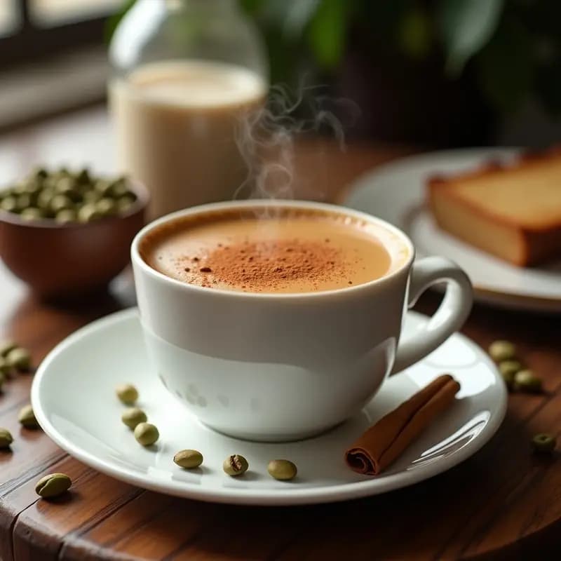Bebida de Café Arábica y Cardamomo con Leche de Almendras: Té Energético Libanés