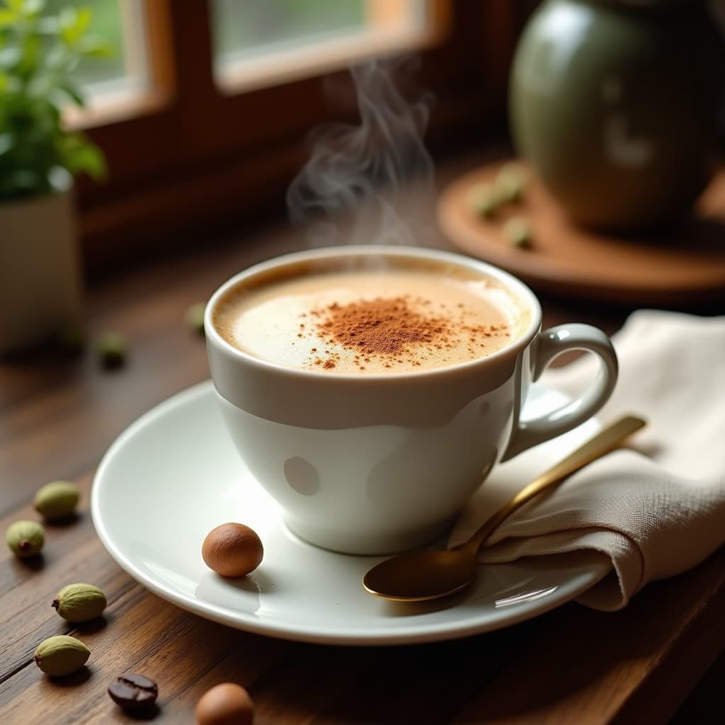 Bebida de Café y Cardamomo con Leche de Avellanas: Latte Vegano con Toque Árabe
