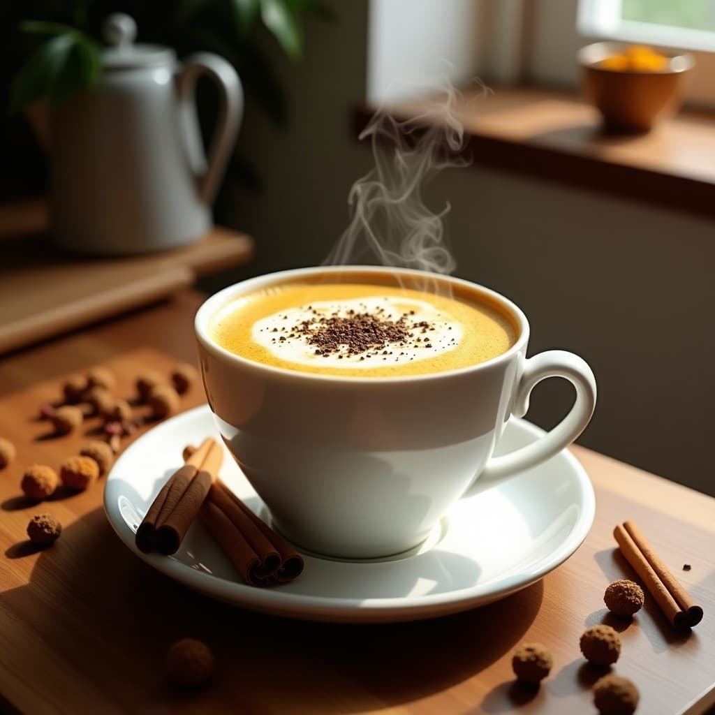 Bebida de Café con Cúrcuma y Pimienta Negra: Latte Antioxidante y Sin Azúcar