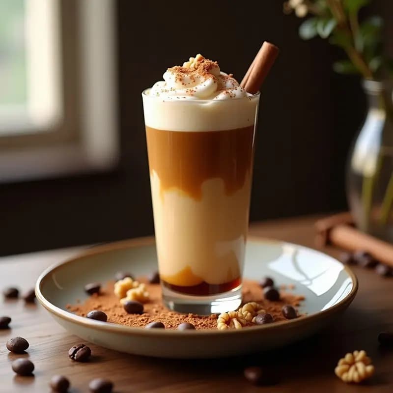 Bebida de Café con Helado de Dátil y Canela: Latte Gourmet Sin Lácteos