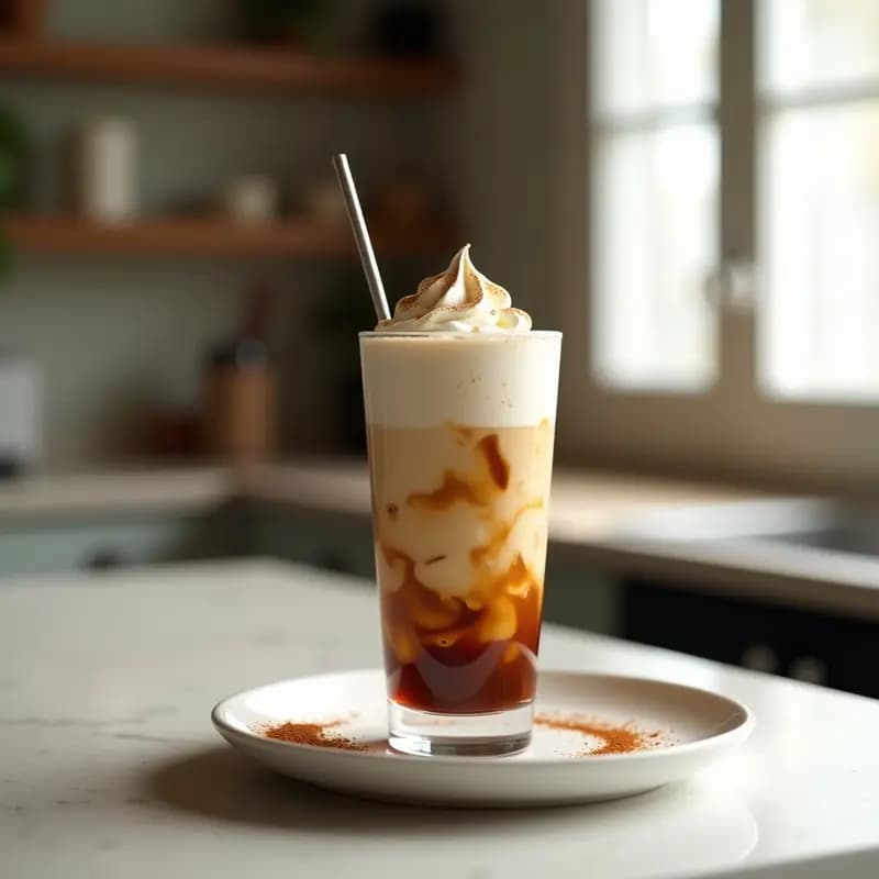 Bebida de Café con Hielo y Helado de Vainilla Vegano: Frappé Crema sin Lácteos