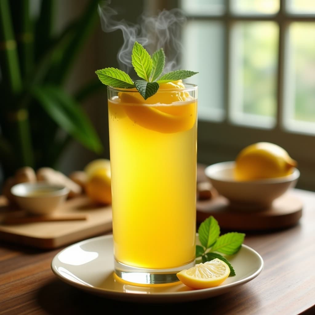 Bebida de Caña de Bambú y Jengibre con Limón: Infusión Depurativa Tailandesa en 5 Minutos