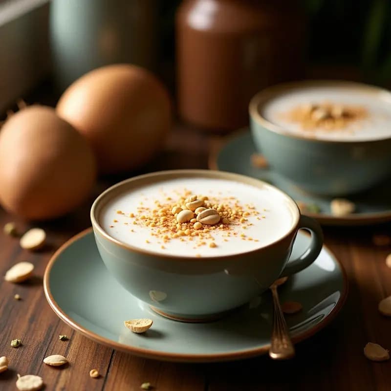 Bebida de Cevada y Cardamomo con Leche de Coco: Latte Energético Sin Cafeína