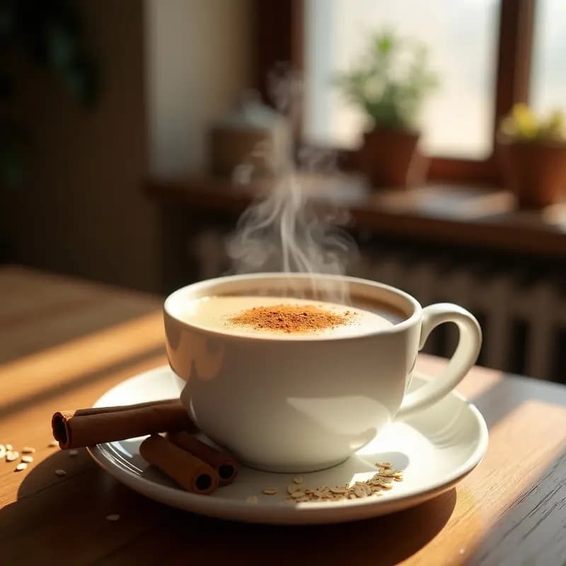 Bebida de Cevada Tostada con Canela y Leche de Avena: Latte de Cereal Energizante