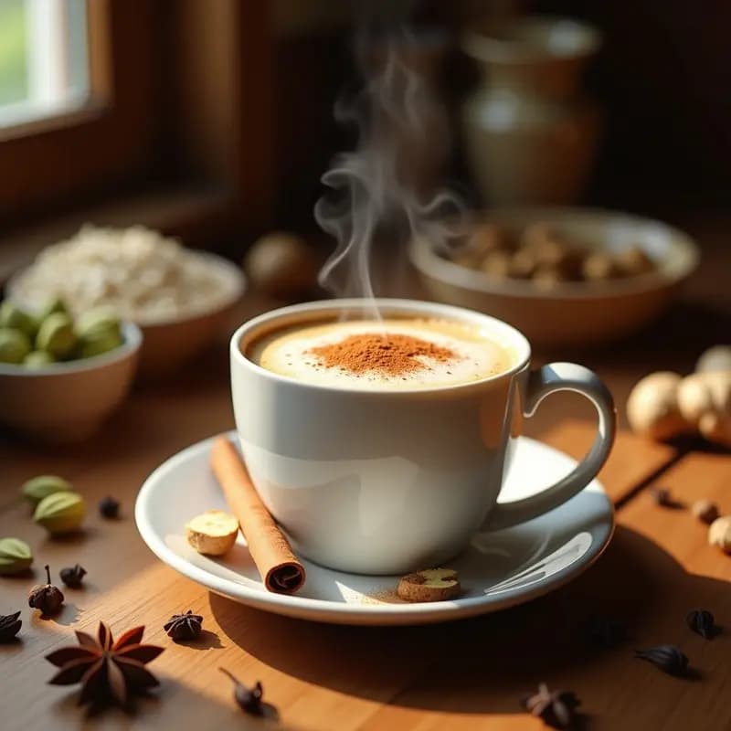 Bebida de Té Chai con Avena y Especias de Cardamomo: Latte Indio Sin Cafeína