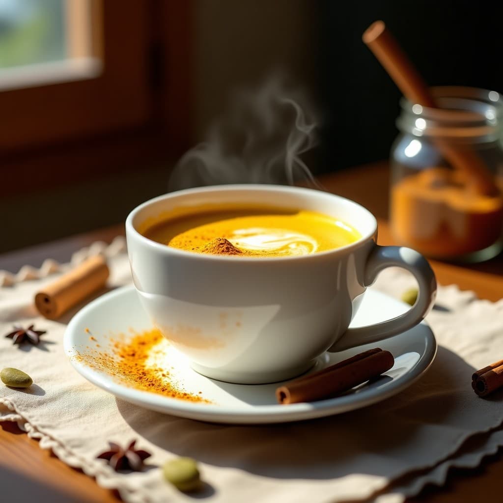 Bebida de Chai con Leche de Almendras y Especias Doradas: Latte Indio Antiinflamatorio
