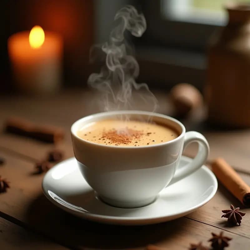 Bebida de Té Chai con Leche de Anacardo y Especias de Cardamomo: Receta India Relajante para la Noche