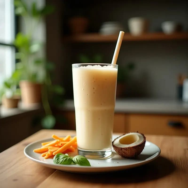 Bebida de agua de coco y pulpa de coco asada: smoothie tailandés energético y sin azúcar