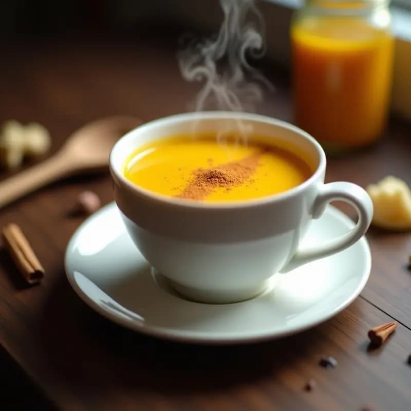 Bebida de Cúrcuma Dorada con Leche de Anacardo y Miel: Tónico Ayurvédico Antiinflamatorio