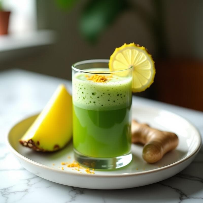 Bebida de Espirulina y Piña con Jengibre: Shot Energético Detox y Sin Azúcar