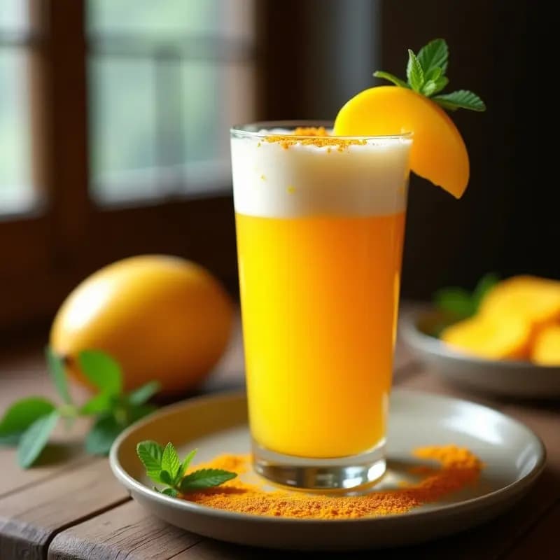 Bebida Espumosa de Mango y Cúrcuma con Agua de Kokum: Refresco Indio Antiinflamatorio