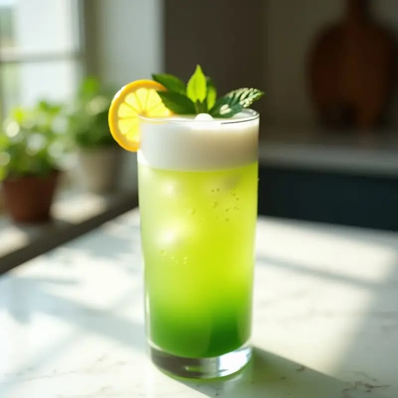 Bebida Espumosa de Té Verde y Limón con Aquafaba: Mocktail Energético Sin Alcohol