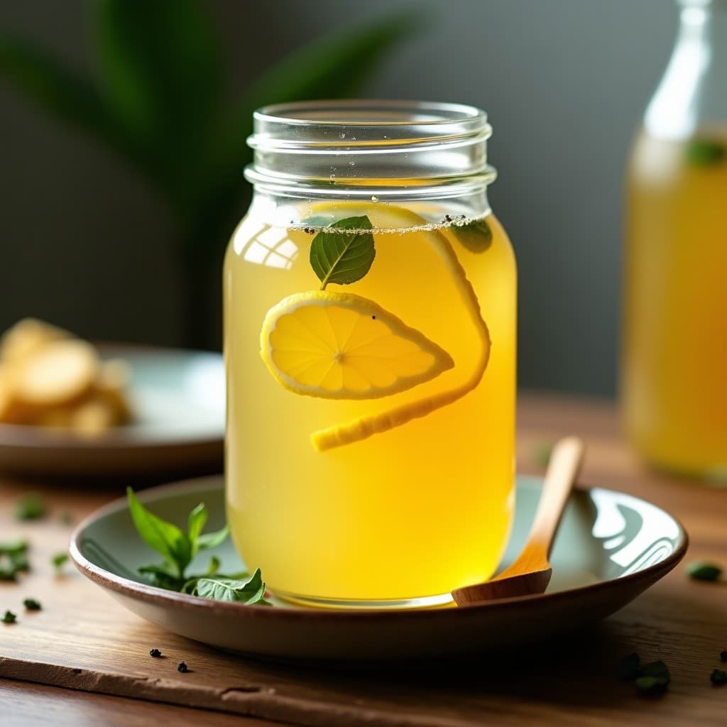 Bebida Fermentada de Té Verde con Limón y Jengibre: Kombucha Casera para Principiantes