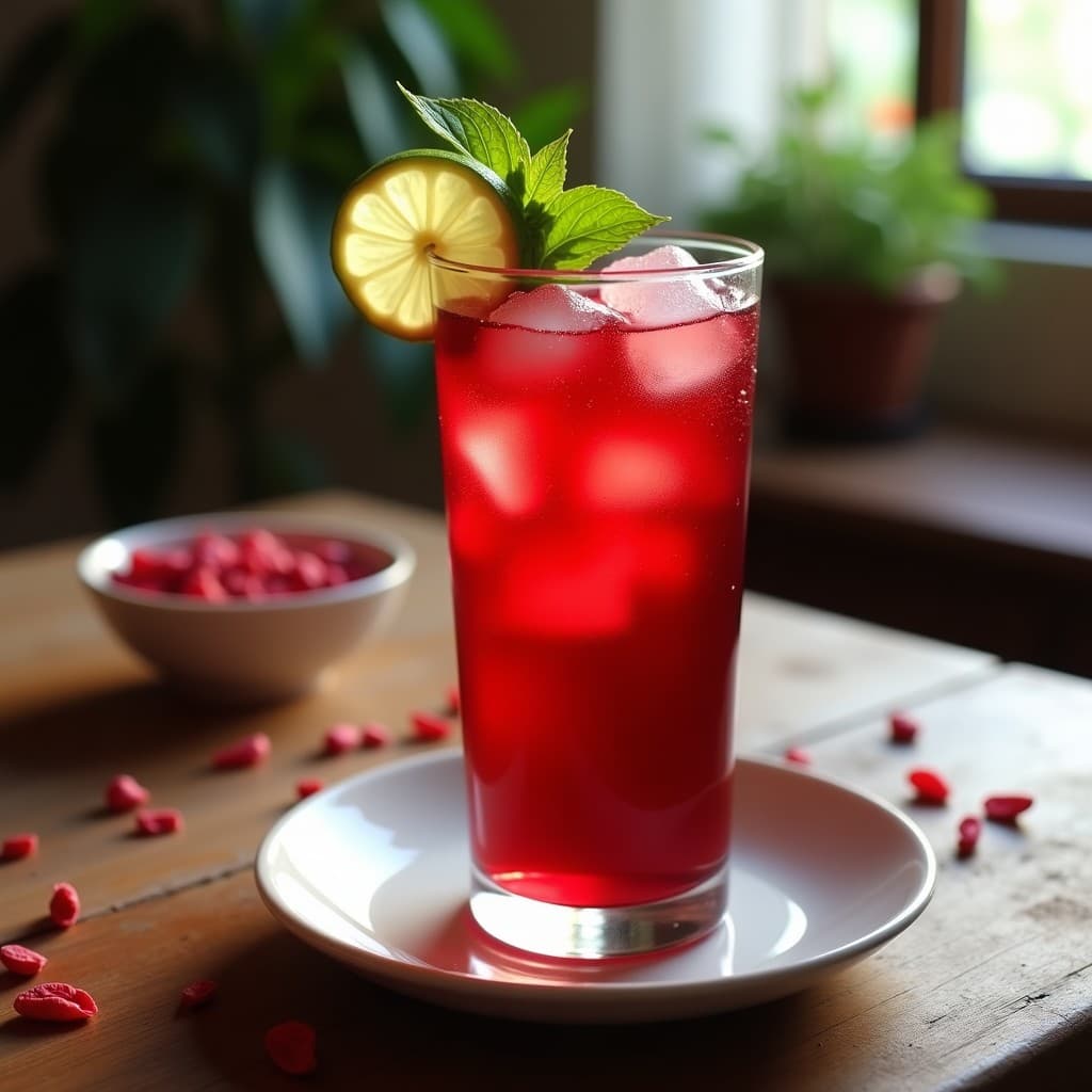 Bebida Fría de Hibisco y Jengibre: Refresco Mexicano Sin Azúcar y Diurético