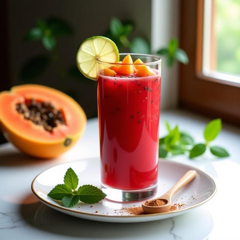 Bebida de Hibisco y Jengibre con Trozos de Papaya: Batido Detox y Digestivo