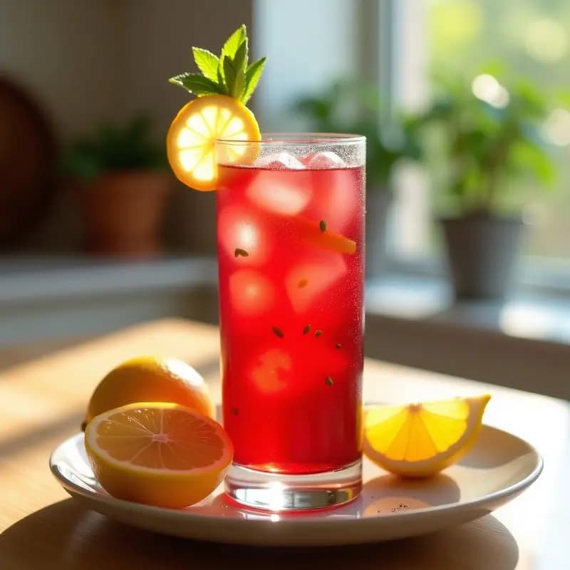 Bebida de Hibisco y Maracuyá con Burbujas de Limón: Refresco Detox Sin Azúcar
