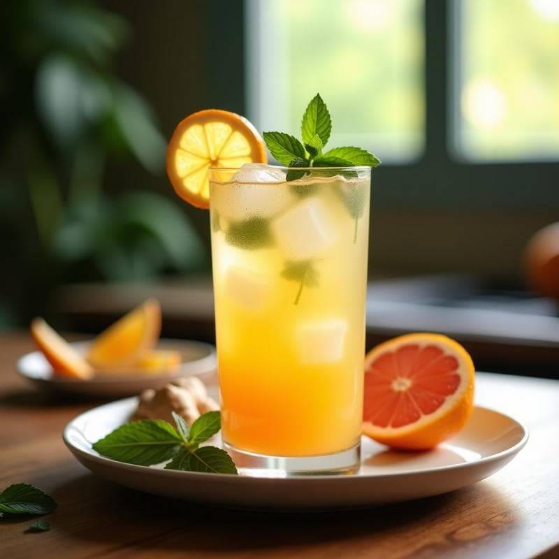 Bebida de Hojas de Stevia y Jengibre con Zumo de Pomelo: Refresco Keto Sin Azúcar