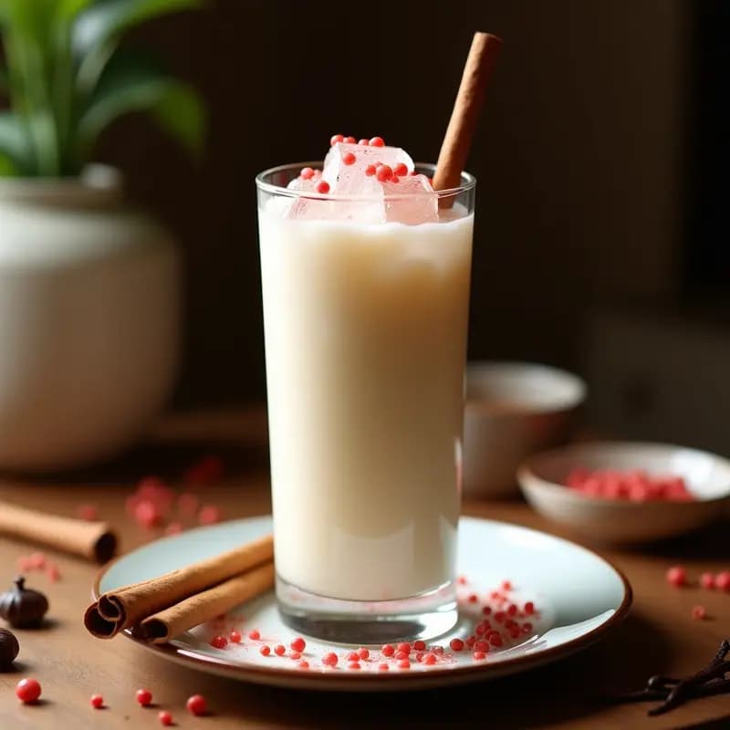 Bebida de Agua de Horchata con Canela y Pimienta Rosa: Refresco Mexicano Gourmet